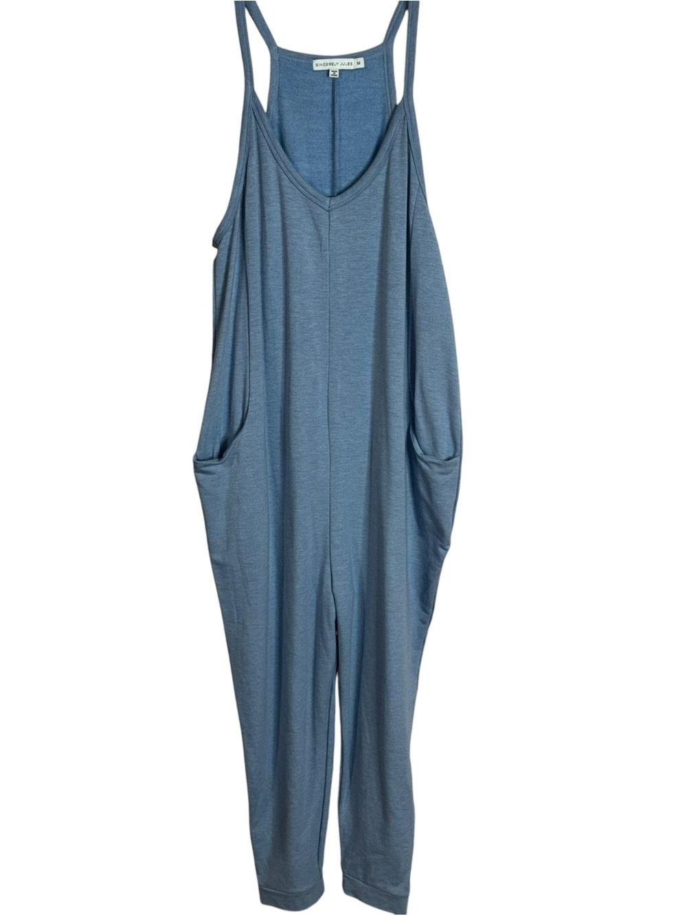 Sincerely Jules Cozy Soft Relaxed Pocket Romper Jumpsuit Blue M - Picture 3 of 10
